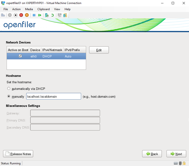 تنظیم شبکه در زمان نصب و راه اندازی openfiler