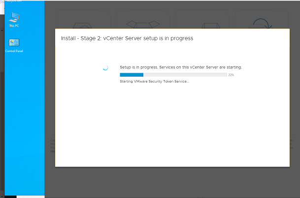 پایان نصب و پیکربندی vCenter