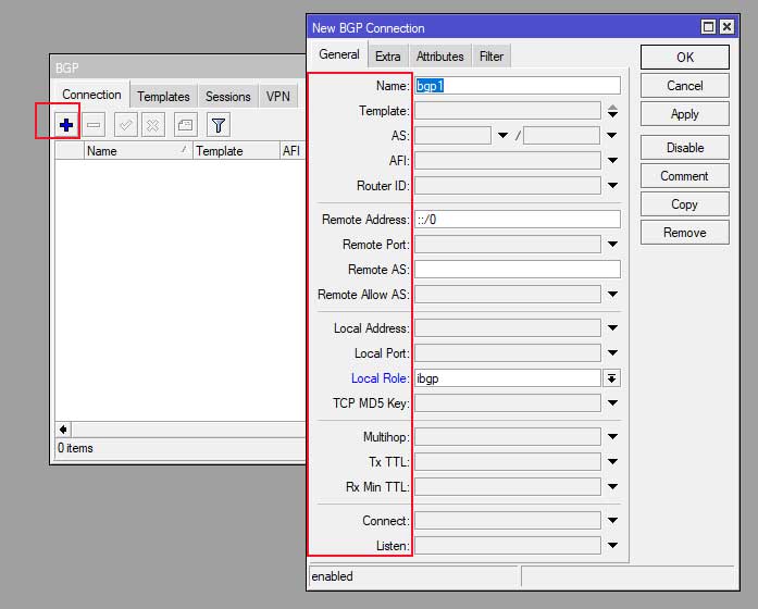 BGP Connections در Routing میکروتیک