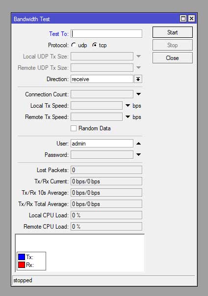 ابزار Bandwidth Test در Tools میکروتیک