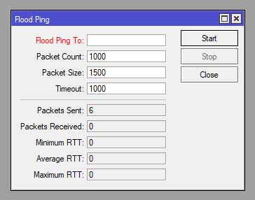 ابزار Flood Ping در Tools میکروتیک