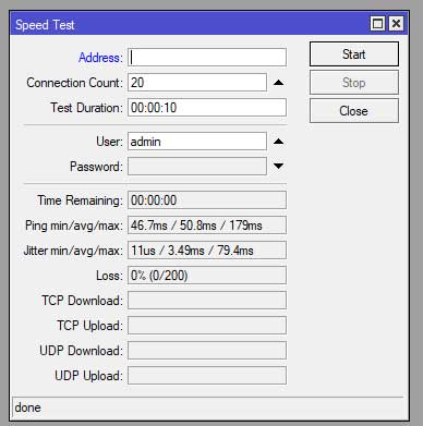 Speed Test در Tools میکروتیک